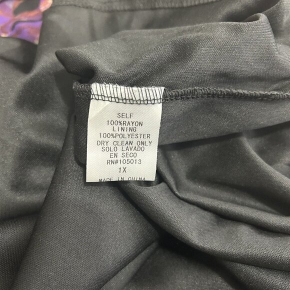 Andree By Unit Black Pink Floral Babydoll Dress Size 1X Short Sleeve V Neck - Picture 11 of 11